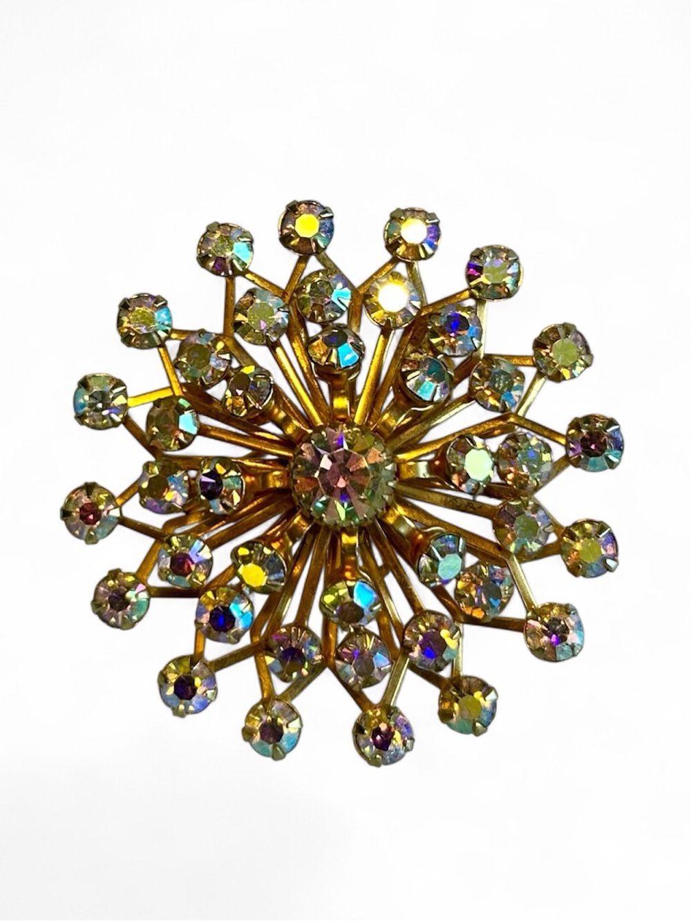Aurora Rhinestone Burst Brooch - Vintage TRIAD pin 📍